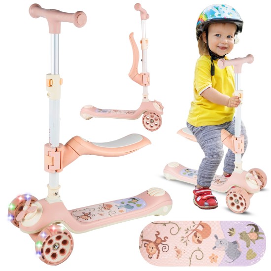 Triratis paspirtukas su sėdyne, 3in1, Rose