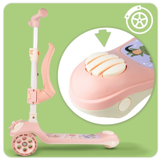 Triratis paspirtukas su sėdyne, 3in1, Rose