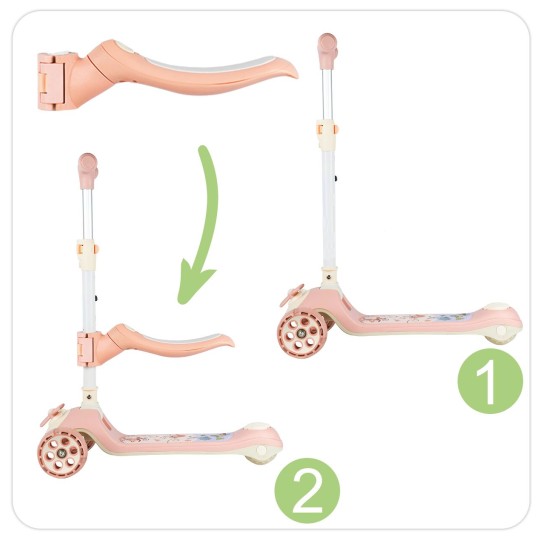 Triratis paspirtukas su sėdyne, 3in1, Rose