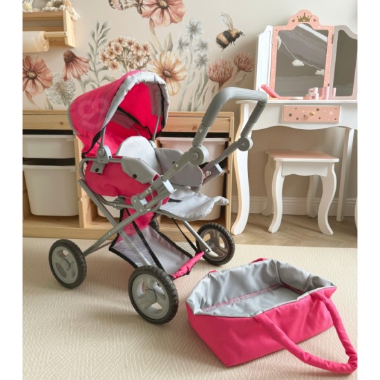 Lėlių vežimėlis Woopie Royal, rožinis 4in1