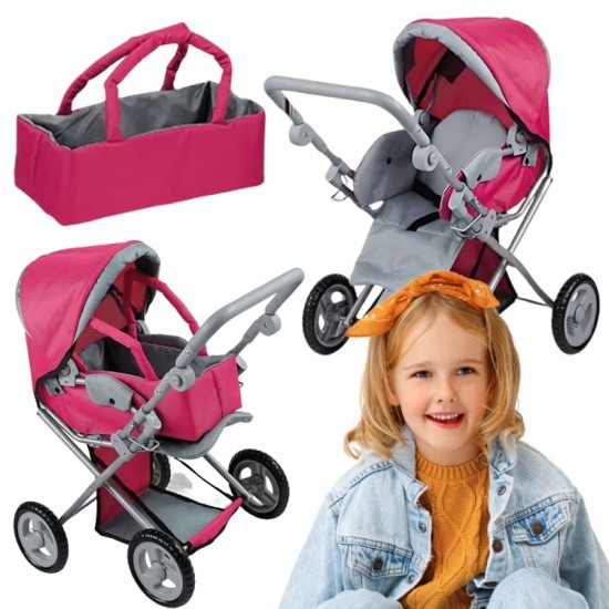 Lėlių vežimėlis Woopie Royal, rožinis 4in1