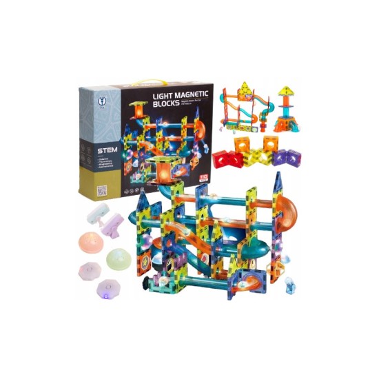 Šviečiantis Magnetinis lavinamasis konstruktorius Light Magnetic, 110 dalių