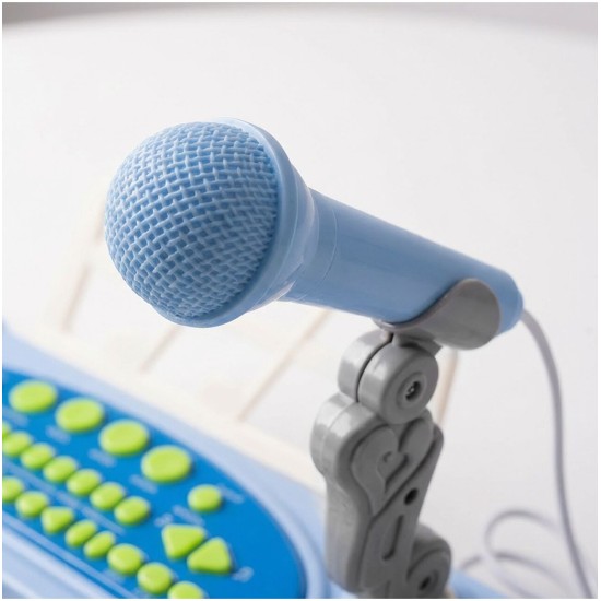 Vaikiškas pianinas 37 klavišų su mikrofonu, mėlynas, USB, MP3