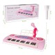Vaikiškas pianinas 37 klavišų su mikrofonu, rožinis, USB, MP3