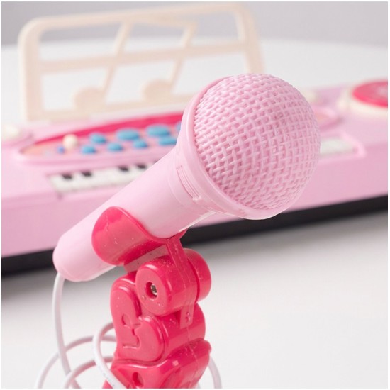 Vaikiškas pianinas 37 klavišų su mikrofonu, rožinis, USB, MP3
