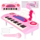 Vaikiškas pianinas 37 klavišų su mikrofonu, rožinis, USB, MP3