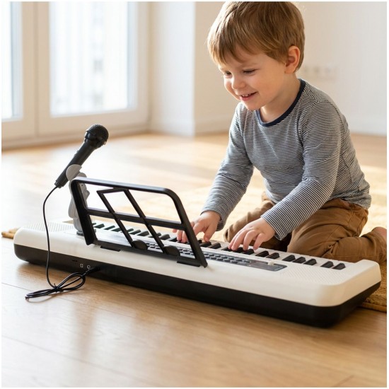 Vaikiškas pianinas 61 klavišų su mikrofonu, USB, LED
