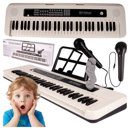 Vaikiškas pianinas 61 klavišų su mikrofonu, USB, LED