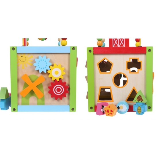 Ergoterapinis medinis lavinamasis kubas - labirintas ECO TOYS 5in1