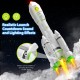 Kosminė raketa su kosmonautu ir dūmų ir šviesos efektais