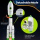 Kosminė raketa su kosmonautu ir dūmų ir šviesos efektais