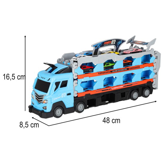 Automobilių lenktynių trasa su sunkvežimiu - 210 cm, 8 elementai