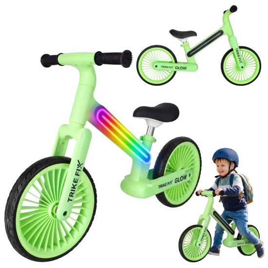 Balansinis dviratis trike švytėjimas lengvas LED, žalias