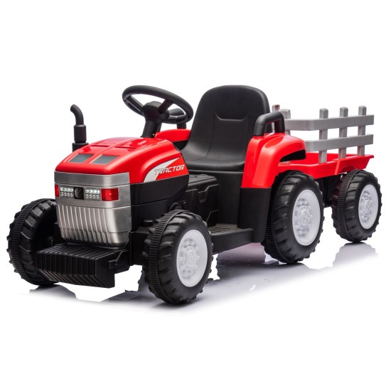Elektrinis traktorius New Holland su priekaba, raudonas