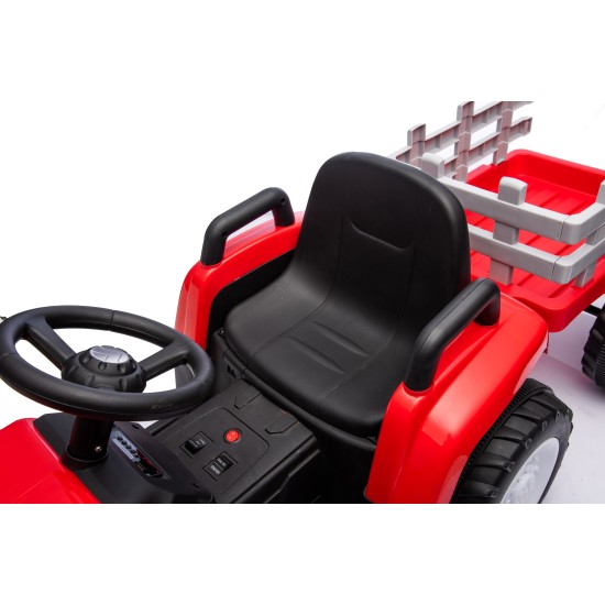 Elektrinis traktorius New Holland su priekaba, raudonas