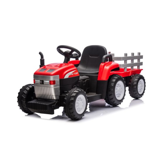 Elektrinis traktorius New Holland su priekaba, raudonas