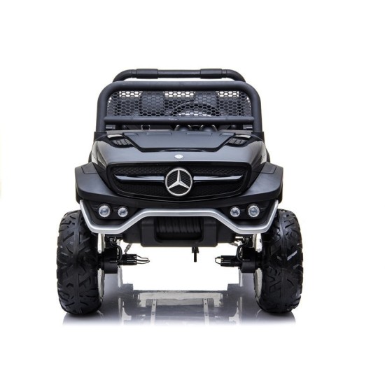 Dvivietis elektromobilis vaikams Lean Cars Mercedes Unimog 4x4, juodas