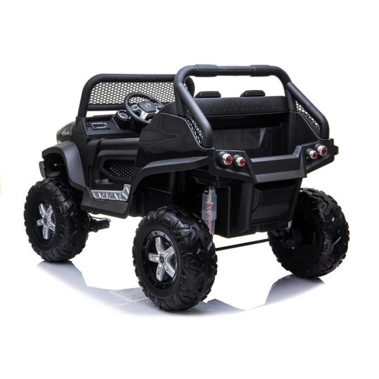Dvivietis elektromobilis vaikams Lean Cars Mercedes Unimog 4x4, juodas