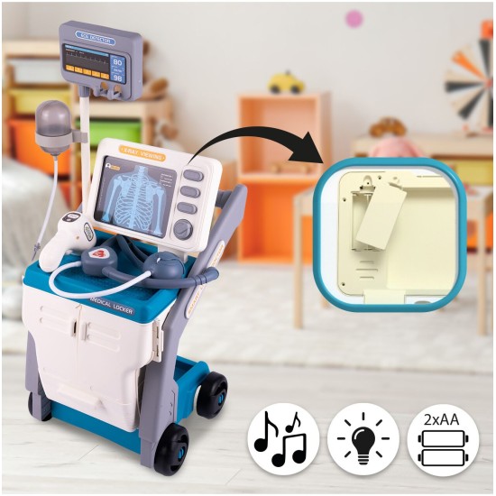 Gydytojos rinkinys su vežimėliu "Medical Cart", blue