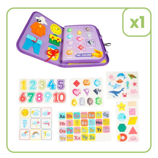 Montessori manipuliacinė lavinamoji veiklos knyga - lagaminas 3D