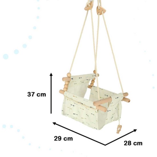 Vienvietės medinės sūpynės 28 cm, baltos