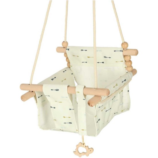 Vienvietės medinės sūpynės 28 cm, baltos