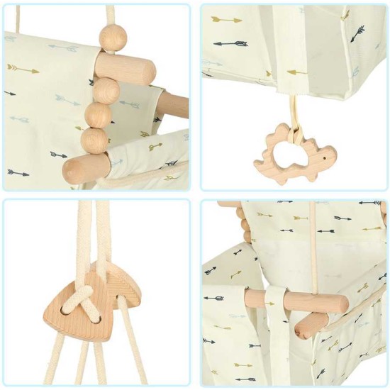 Vienvietės medinės sūpynės 28 cm, baltos