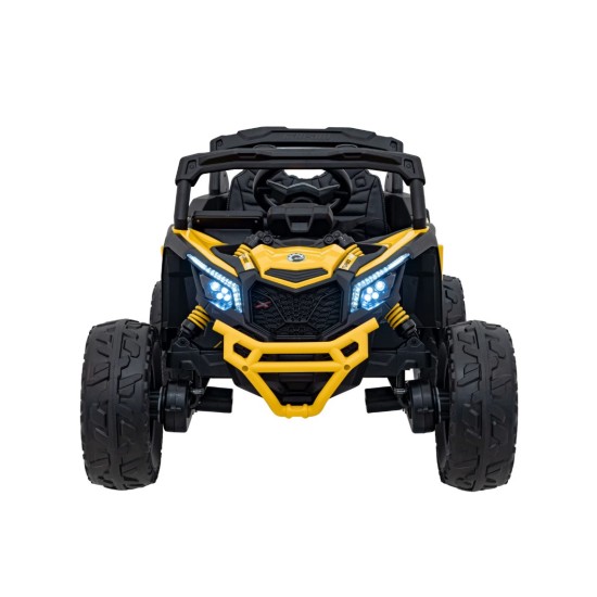 Vienvietis vaikiškas elektromobilis Can-Am Maverick ATV, geltonas – 24V, 4 varikliai, 800W geltonas