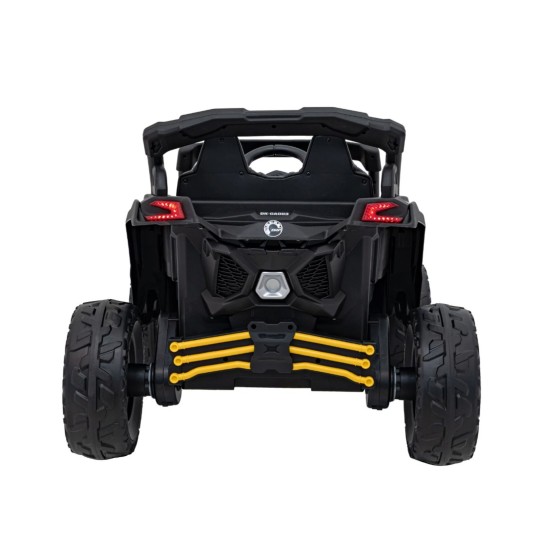 Vienvietis vaikiškas elektromobilis Can-Am Maverick ATV, geltonas – 24V, 4 varikliai, 800W geltonas