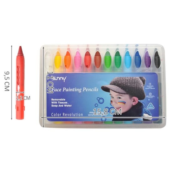 Kreidelės veido tapybai, ištraukiamos "Sunny" 12 vnt.