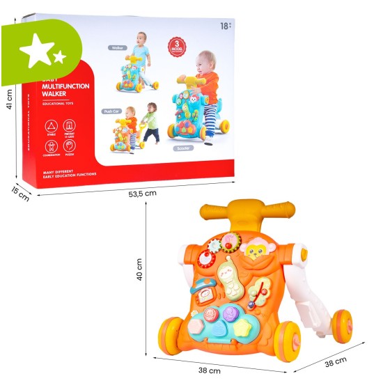 Daugiafunkcinis stumdukas kūdikiams Montessori 3in1. Orange