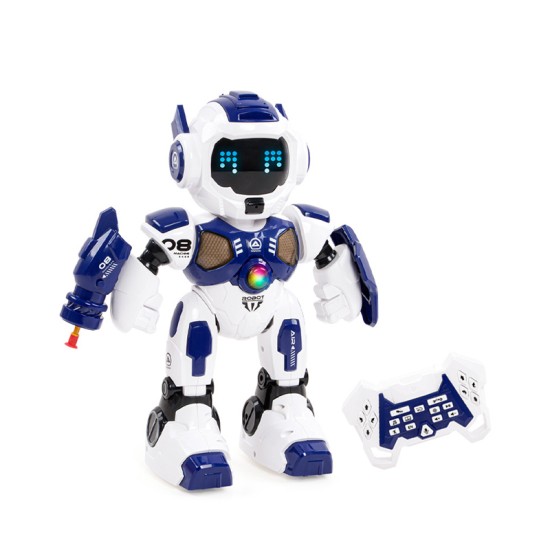 Interaktyvus Robotas, nuotoliniu valdymo pultu valdomas, šokantis ir šaudantis