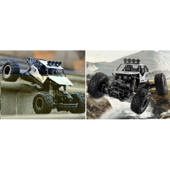 RC automobilis Rock Crawler 1:16 4WD METAL sidabro spalvos