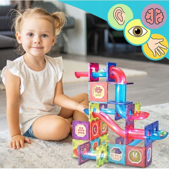 Šviečiantis Magnetinis lavinamasis konstruktorius Light Magnetic, 83 dalių