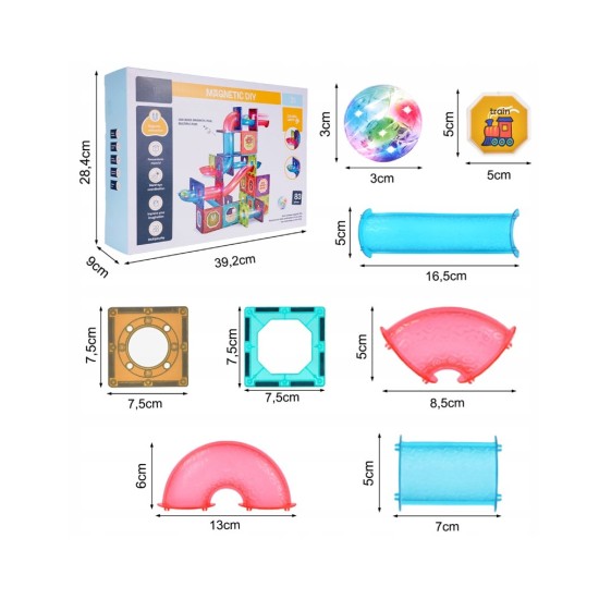 Šviečiantis Magnetinis lavinamasis konstruktorius Light Magnetic, 83 dalių