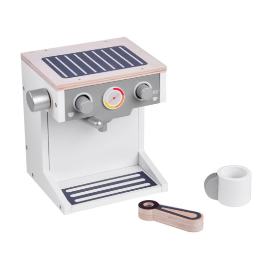 Žaislinis medinis kavos aparatas su puodeliu Coffee Machine