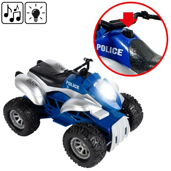 Policijos keturratis su priekaba ir motorine valtimi