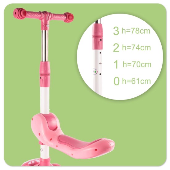 Triratis paspirtukas su sėdyne, Cat 2in1, Rose