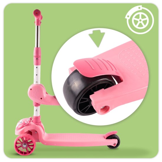 Triratis paspirtukas su sėdyne, Cat 2in1, Rose
