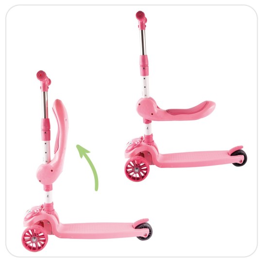 Triratis paspirtukas su sėdyne, Cat 2in1, Rose