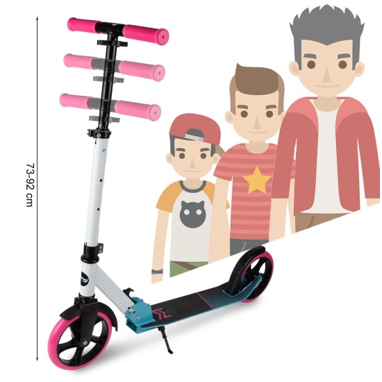 Aliuminis paspirtukas MALPLAY su dideliais 20 cm. ratais , Rose