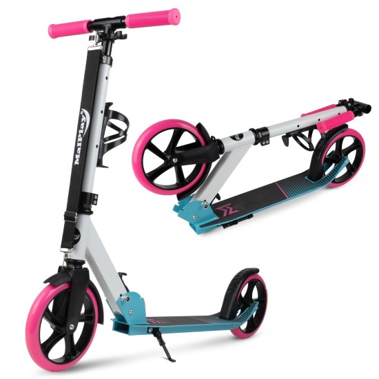 Aliuminis paspirtukas MALPLAY su dideliais 20 cm. ratais , Rose