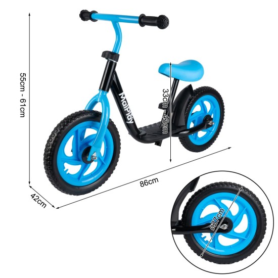 Balansinis dviratukas su platforma EVA 12" juodos ir mėlynos spalvos