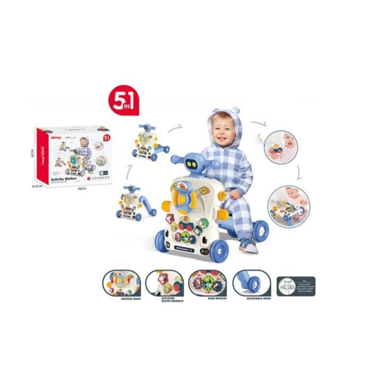 Daugiafunkcinis stumdukas paspirtukas kūdikiams 5in1, Blue