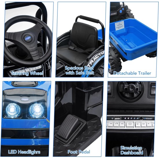 Elektrinis traktorius su priekaba Farmer, Blue