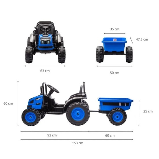 Elektrinis traktorius su priekaba Farmer, Blue