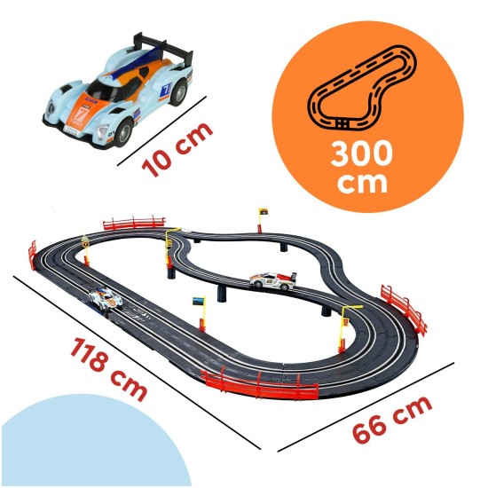 Automobilių trasa Top Turbo, 300 cm, 2 LED automobiliai, 2 valdikliai