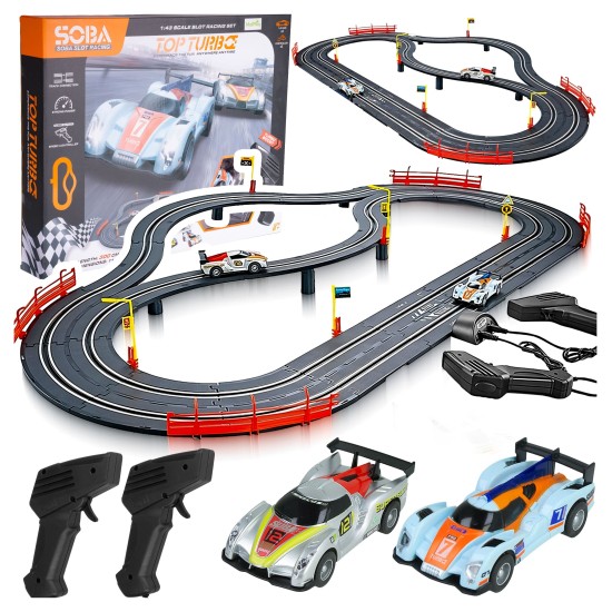 Automobilių trasa Top Turbo, 300 cm, 2 LED automobiliai, 2 valdikliai