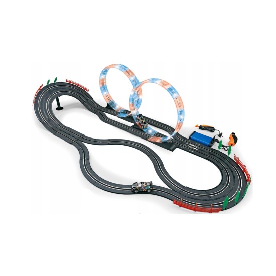 Elektrinė lenktynių trasa 600 cm, 2 automobiliai, šviečiančios kilpos, 1:43