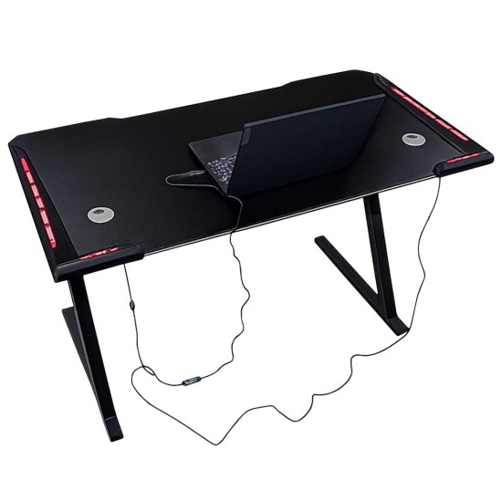 Kompiuterio stalas Gaming RGB KX2639 (120x60 cm, Juodas)